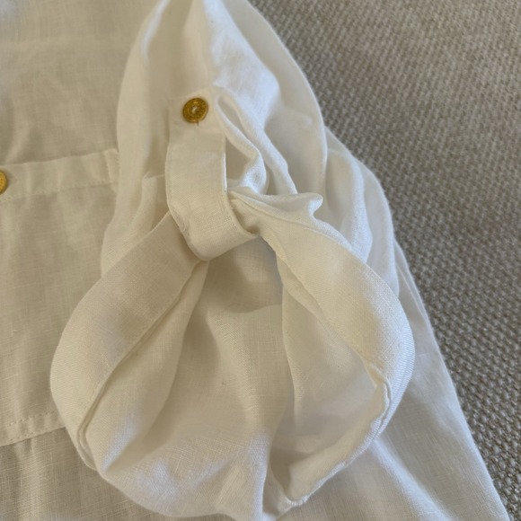 Ellen Tracy womens shirt size XXL 100% linen roll-tab sleeve popover beach - Picture 7 of 13
